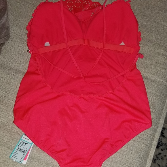 Womens Neon Red Seafolly one piece swimsuit - Picture 2 of 5